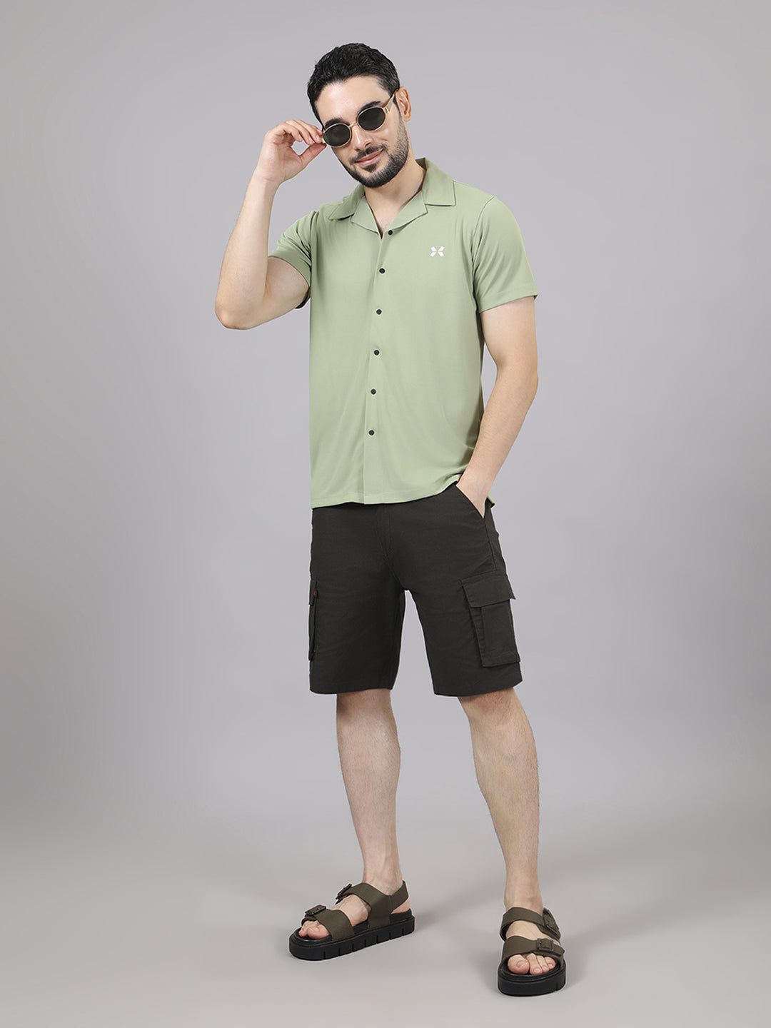 Men's Solid Half Sleeve Cuban Collar Knit Shirt
