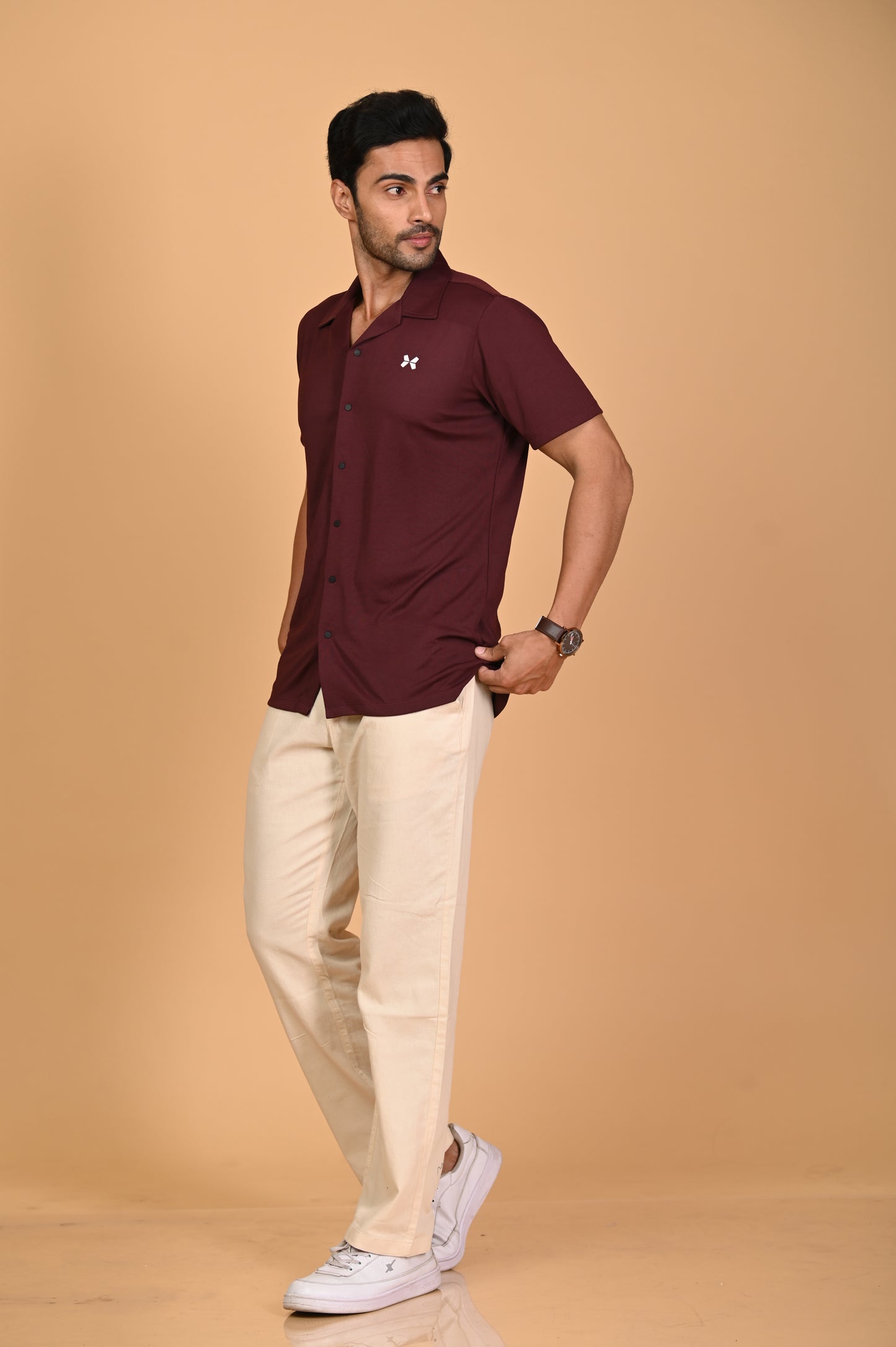 Men's Solid Half Sleeve Cuban Collar Knit Shirt