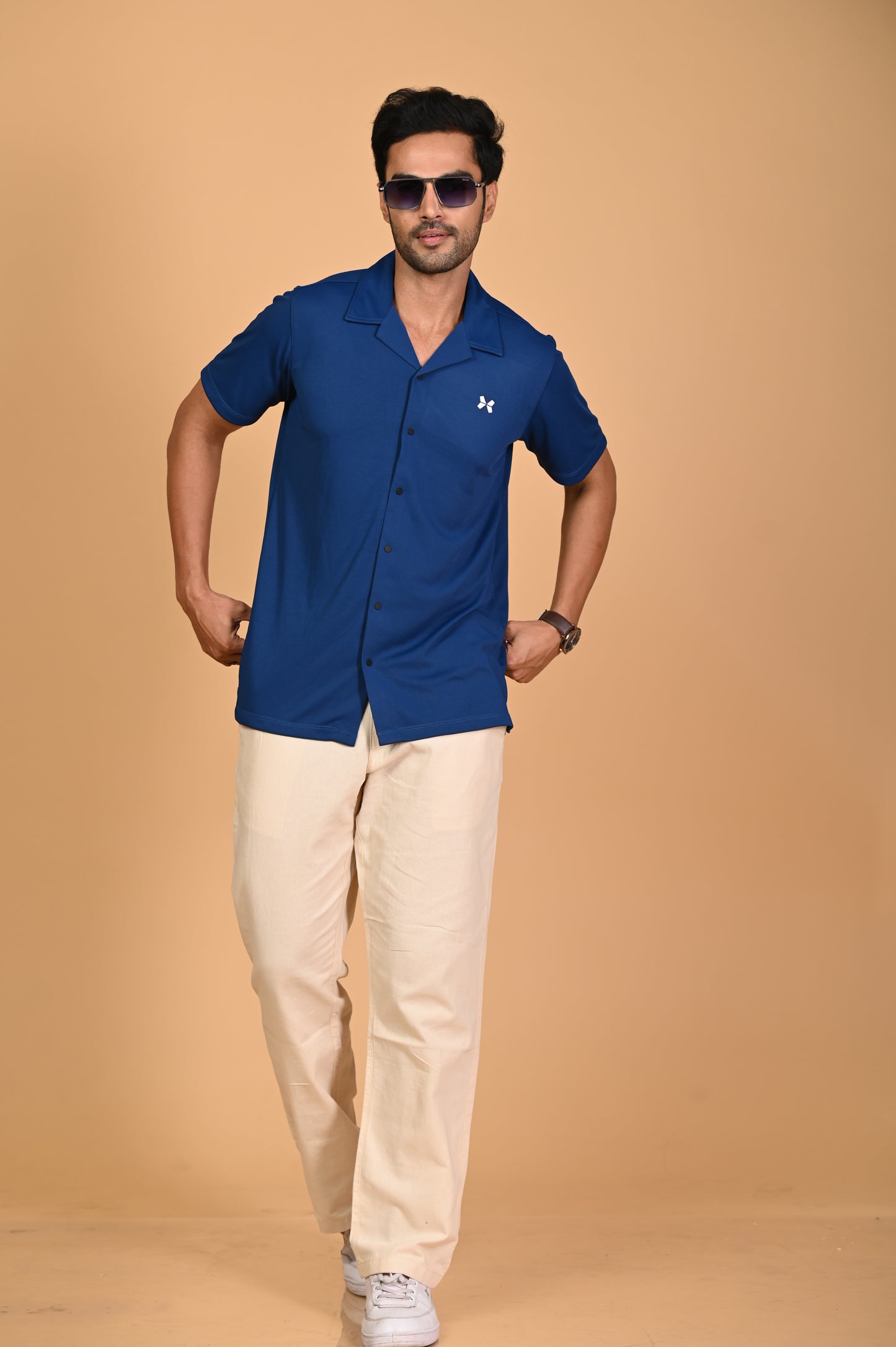 Men's Solid Half Sleeve Cuban Collar Knit Shirt