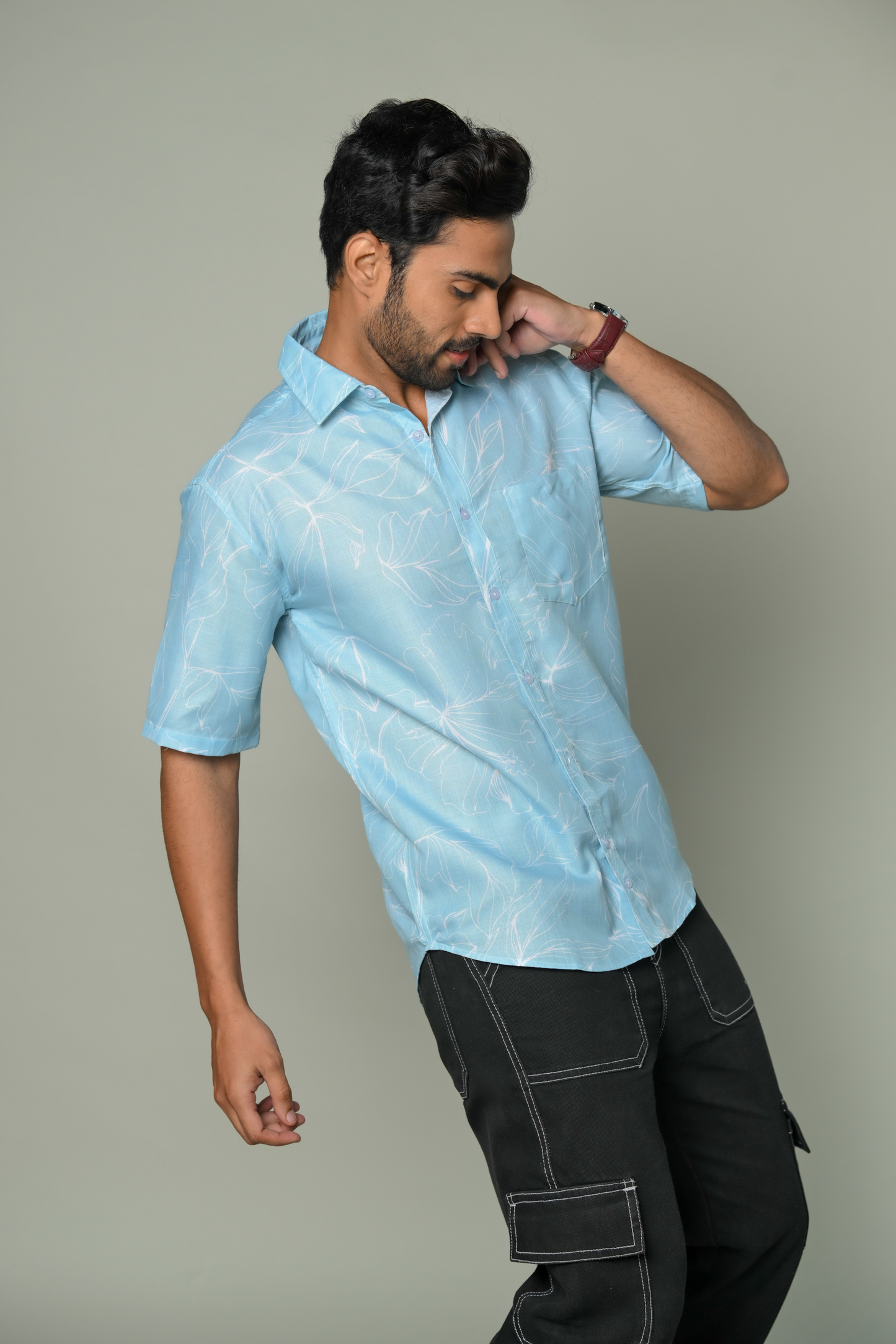 Mens Woven Shirt - Blue