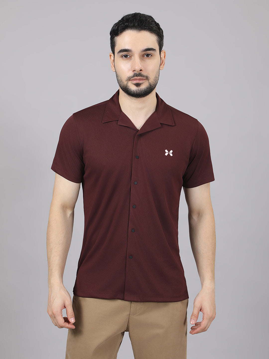 Men's Solid Half Sleeve Cuban Collar Knit Shirt