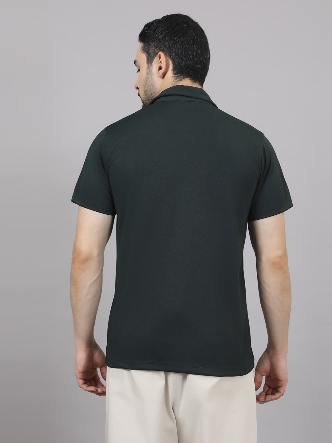 Men's Solid Half Sleeve Cuban Collar Knit Shirt