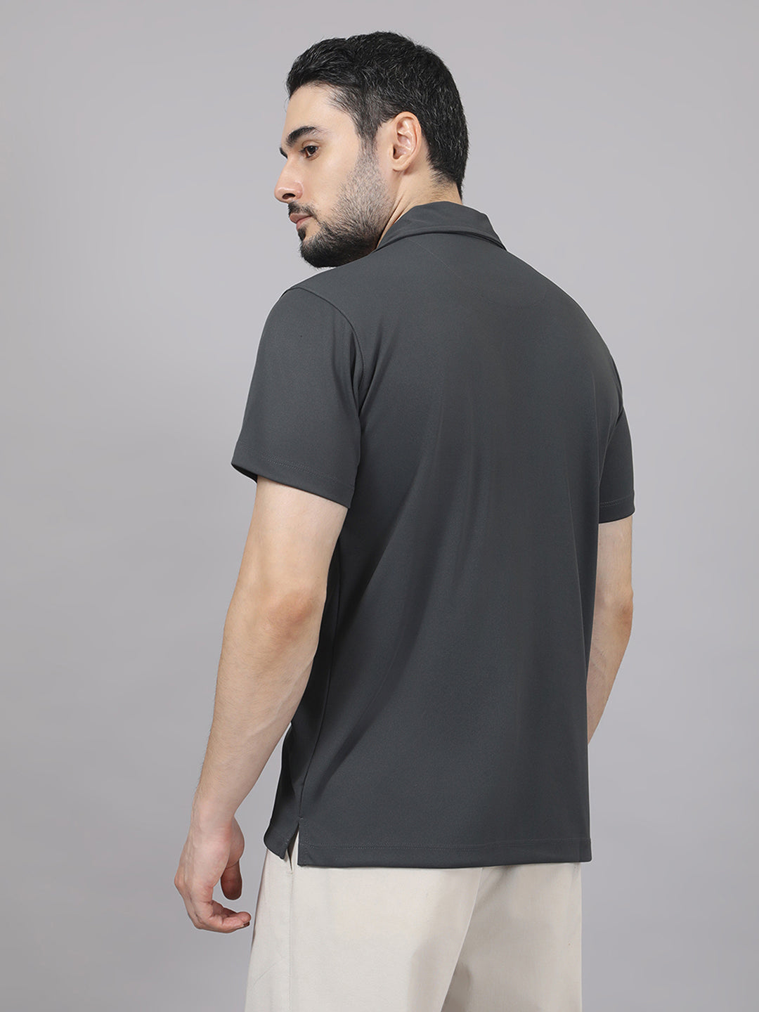 Men's Solid Half Sleeve Cuban Collar Knit Shirt