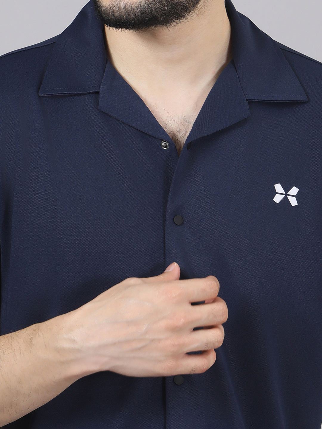 Men's Solid Half Sleeve Cuban Collar Knit Shirt