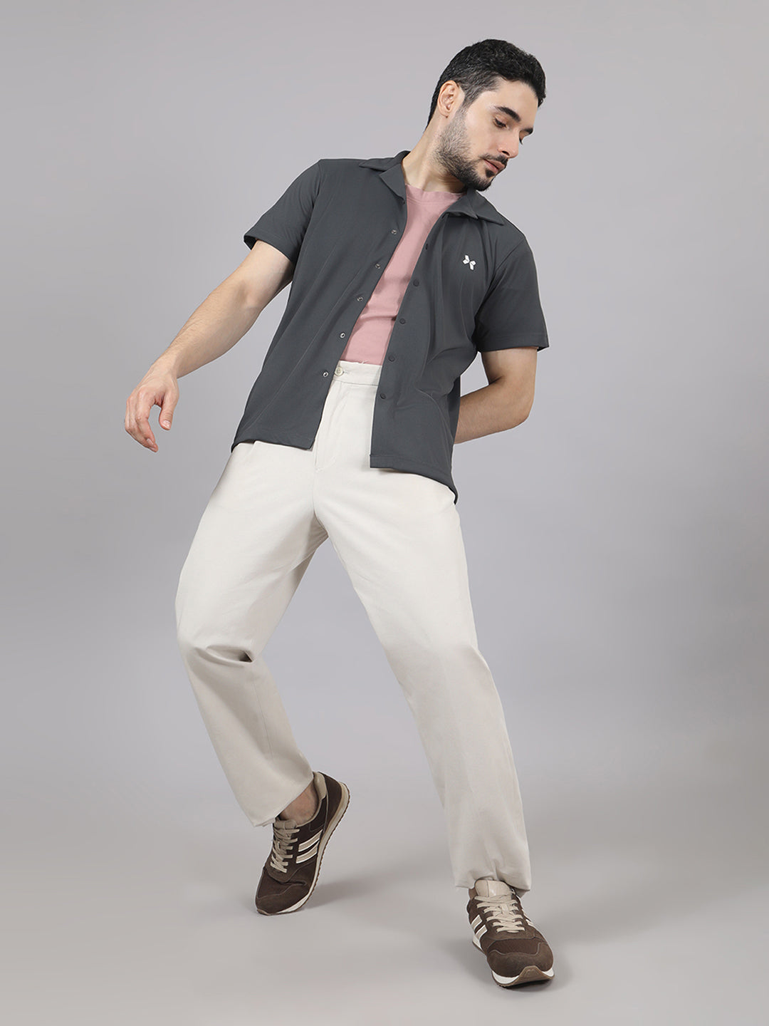 Men's Solid Half Sleeve Cuban Collar Knit Shirt