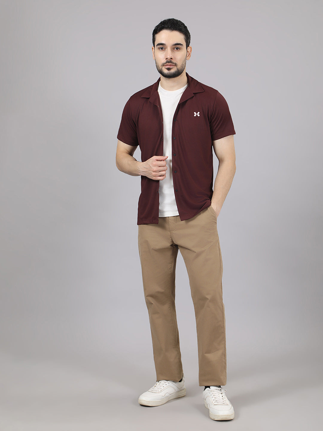 Men's Solid Half Sleeve Cuban Collar Knit Shirt