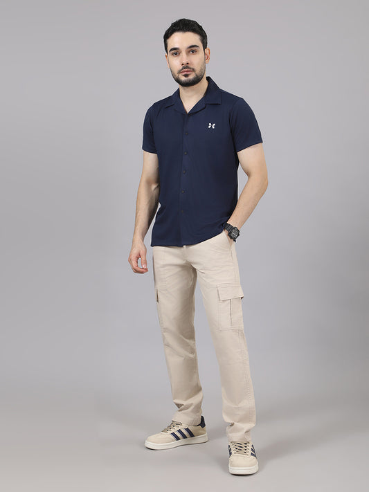 Men's Solid Half Sleeve Cuban Collar Knit Shirt