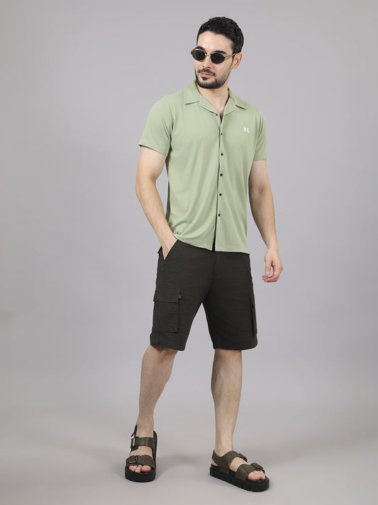 Men's Solid Half Sleeve Cuban Collar Knit Shirt