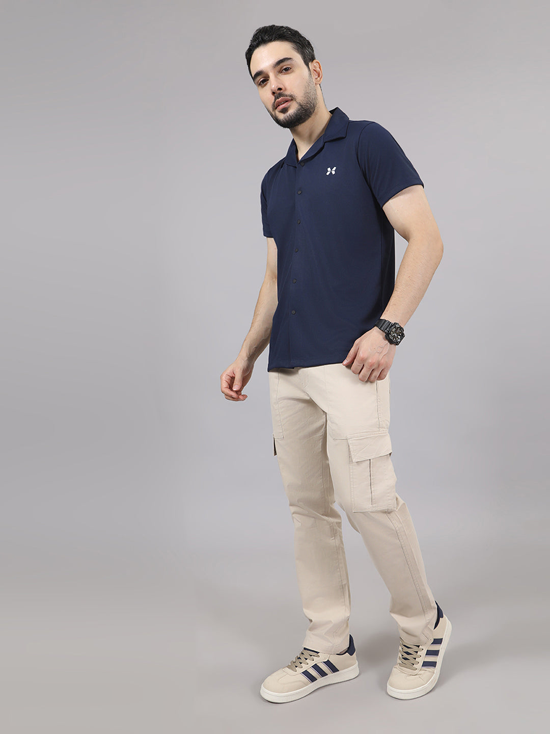 Men's Solid Half Sleeve Cuban Collar Knit Shirt