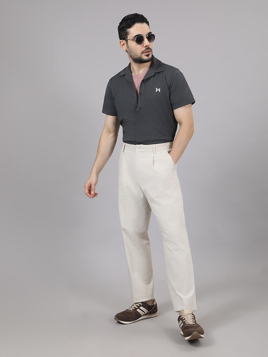 Men's Solid Half Sleeve Cuban Collar Knit Shirt