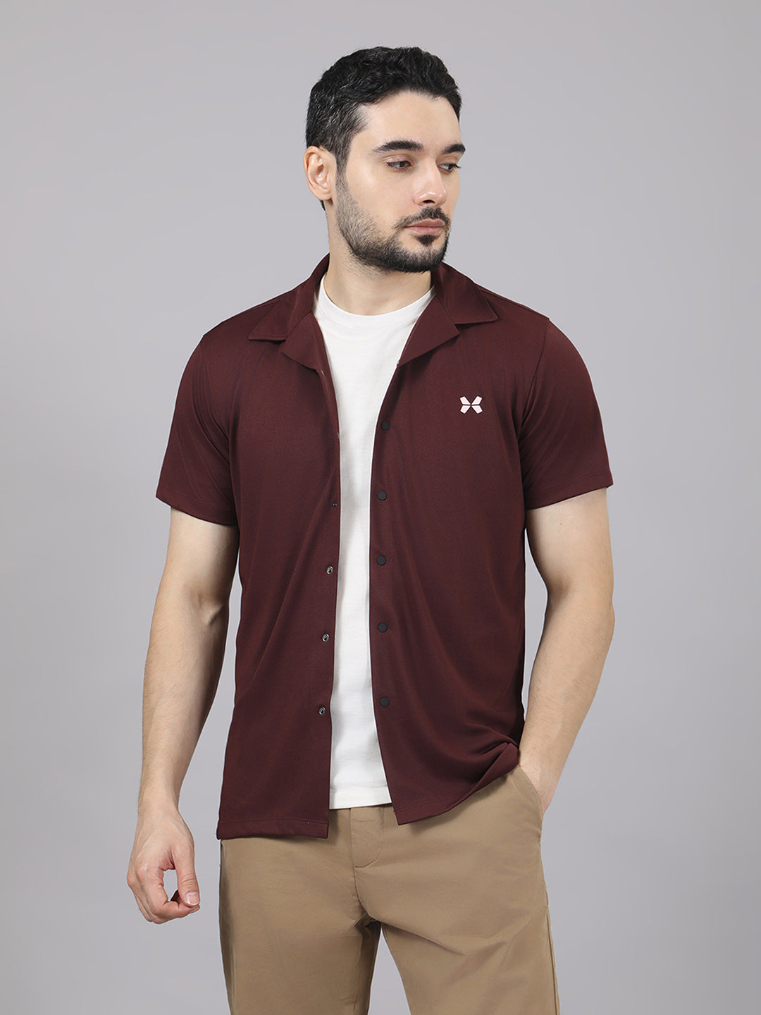 Men's Solid Half Sleeve Cuban Collar Knit Shirt