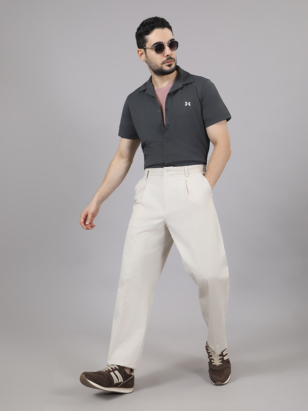 Men's Solid Half Sleeve Cuban Collar Knit Shirt