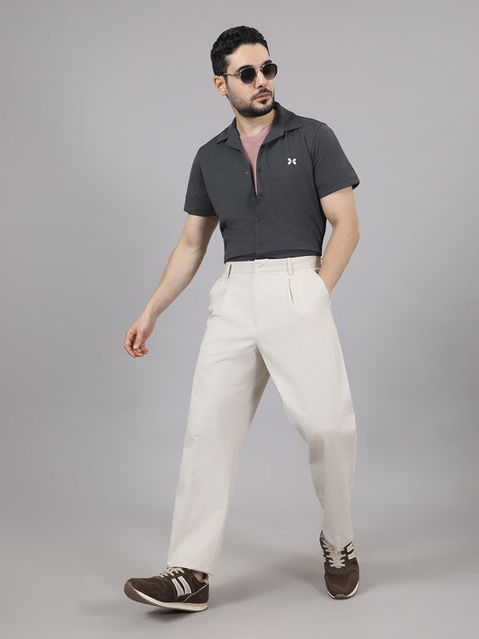 Men's Solid Half Sleeve Cuban Collar Knit Shirt