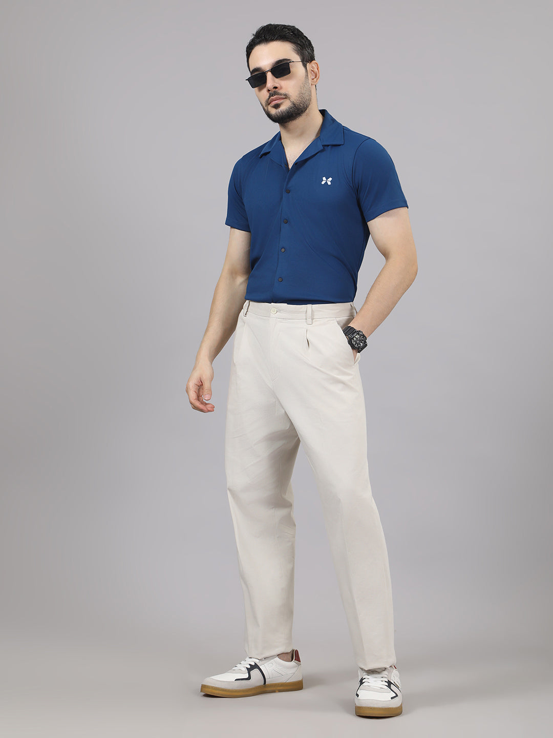 Men's Solid Half Sleeve Cuban Collar Knit Shirt