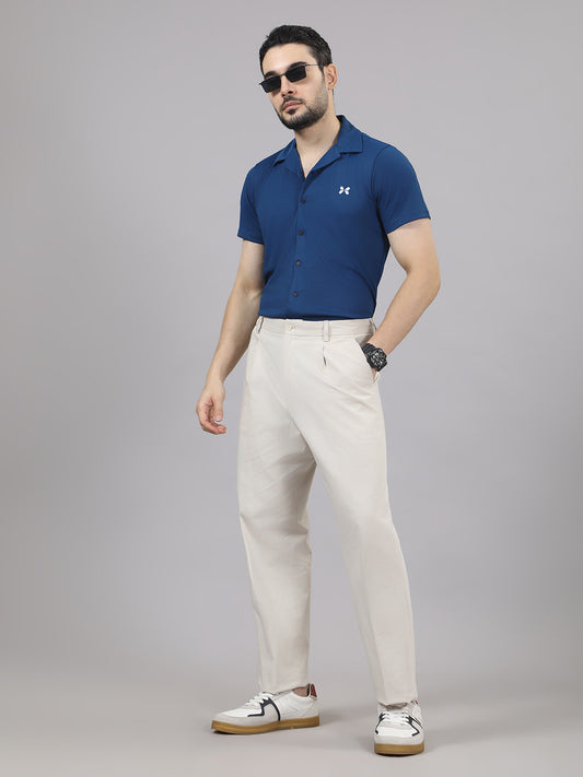 Men's Solid Half Sleeve Cuban Collar Knit Shirt