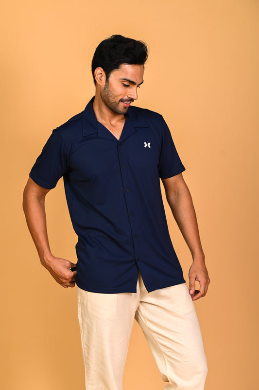 Men's Solid Half Sleeve Cuban Collar Knit Shirt