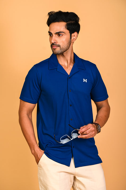 Men's Solid Half Sleeve Cuban Collar Knit Shirt
